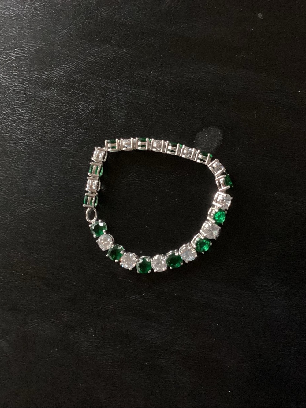 Emerald and Clear Stone Tennis Bracelet - Women Jewelry